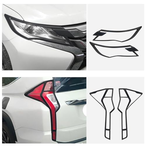 JHCHAN Light Covers for Mitsubishi Shogun Sport, 2015-2024 Mitsubishi Shogun Sport Accessories, Mitsubishi Pajero Sport Exterior Car Headlight Taillight Guards Bezels Trim Assembly Protector 6PCS