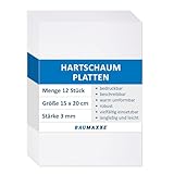 Baumaxxe 12er Set PVC Hartschaum-Platten weiß I 15 x 20 cm I 3 mm I mit einseitiger Schutzfolie I Kunststoff Zuschnitt I Innen und Außenbereich I az224