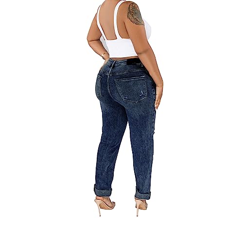 HTD Women's Boyfriend Jeans Ripped Skinny Jeans Distressed Stretchy Denim Pants3