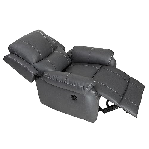 Image of Recliners India - Lite Single Seater Recliner Sofa | Power Recliner | Cushion Armrest | Living Room Recliner Sofa | 1-Year Manufacturer Warranty | Colour- Two Tone Grey