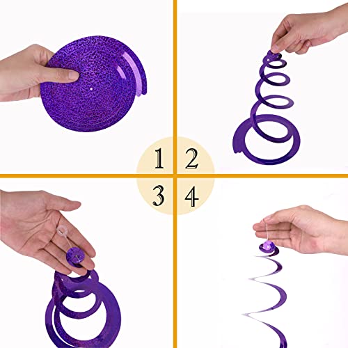 Image of 30 Pieces Purple Hanging Swirls Whirls Party Decoration Streamers Photo Booth Background for Birthday Valentine Wedding Bridal Shower Bachelorette Anniversary Engagement Party Supplies