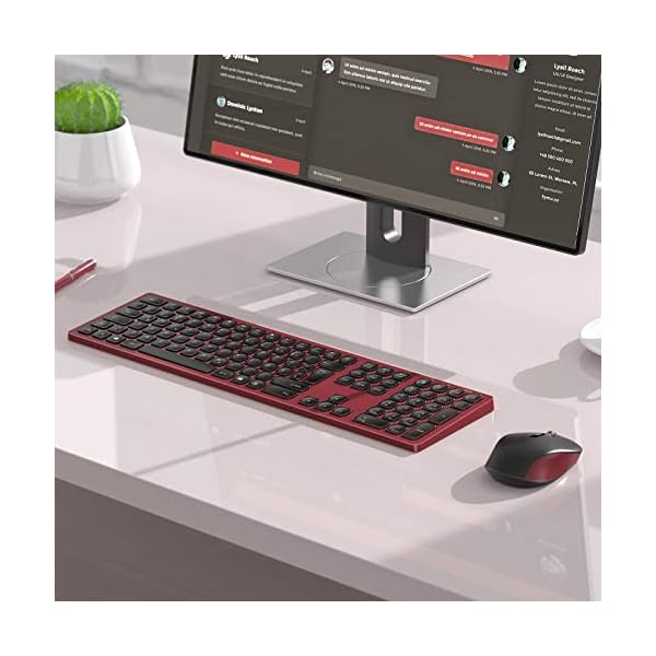 2.4G Funktastatur mit Maus Set, Kabellose Ultraslim Fullsize USB Tastatur Maus Kombi Wiederaufladbar für Windows PC… – Bild 8