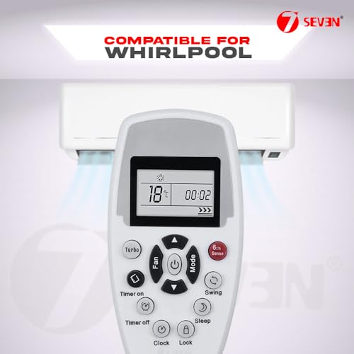 Image of 7SEVEN Compatible with Whirlpool AC Remote Control Model 110A Suitable for 1 1.5 2 Ton Split and Window Air Conditioner - Match Each Key by Key Exactly with Existing AC Remote Function