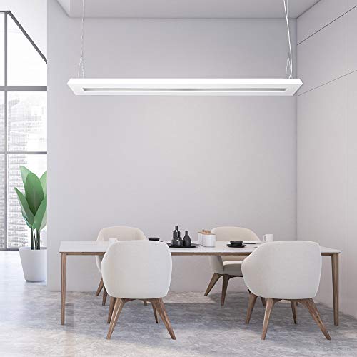 ELG Leuchten LED Pendelleuchte 64 Watt COB 4000K 6000lm 160cm Mikroprismatische Abdeckung direkter/indirekter Lichtanteil Büroleuchte Arbeitsplatzleuchte Schreibtischleuchte Hängeleuchte Designleuchte
