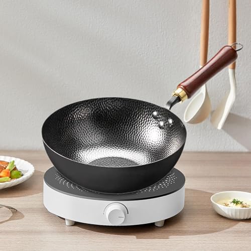 Wok chino con mango de madera y tapa miniatura 5