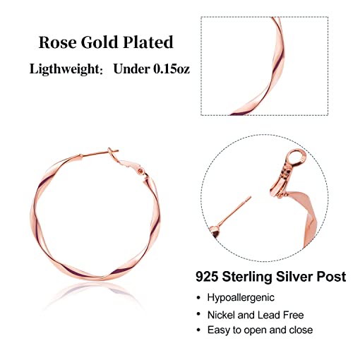 Image of 24K Gold Hoop Earrings for Women Trendy Real Gold Plated Twisted Thin Huggie Hoops, Dainty Cute Big Gold Filled Dangle Hoop Earrings Nickel Free Womens Earrings for Sensitive Ears Hypoallergenic