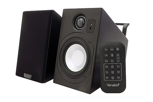 Vanatoo Transparent Zero Plus Near Field Studio Monitor Speakers Pair for TV, PC, Gaming. 120 Watt Powered Speakers for Desktop and Room use. AUX, USB, Bluetooth, Toslink Optical, Remote Control.