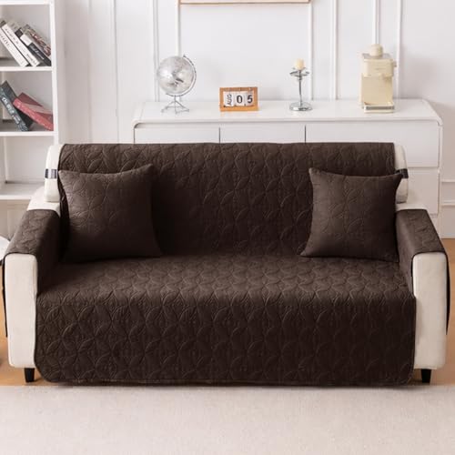 Image of HOKIPO 100% Leakproof Quilted Cushion Cover for Sofa 16x16 Inches, Set of 2, Espresso Brown (AR-6280-DBR*2)