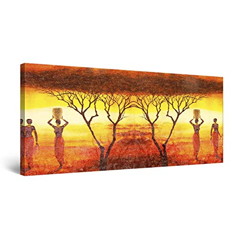 Startonight Canvas Wall Art African Theme, Landscape Framed Wall Decor 60x120 cm