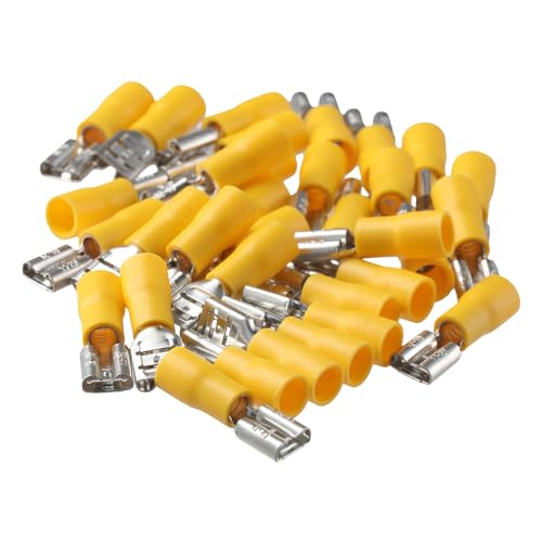 SHUATI Female Quick Disconnects 100PCS 4-6mm² Easy to Use FDD5.5-250 Electrical Crimp Terminal Durable Yellow Insulated Spade Wire Connector