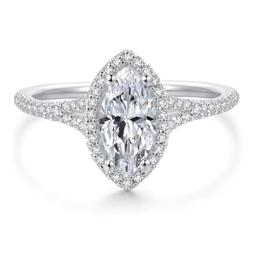 Moissanite Rings 1 Carat Marquise Cut Moissanite Ring D Color Solitaire Moissanite Engagement Rings for Women