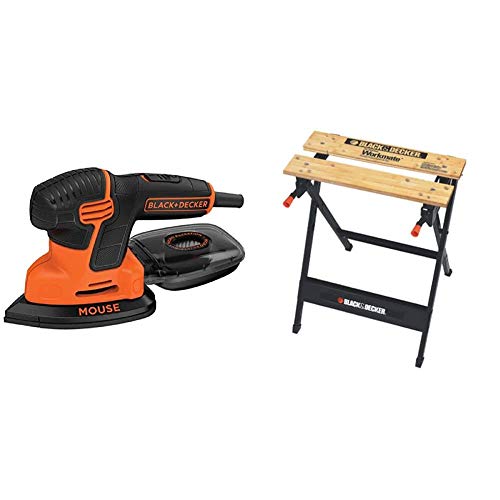 BLACK+DECKER Mouse Detail Sander, Compact with Workmate Portable Workbench, 350-Pound Capacity (BDEMS600 & WM125)