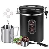 ROCKY&CHAO Kaffeedose Luftdicht aus Edelstahl 2,8L Kaffeebhnen Behälter Vorratsdose Mit Ziehblumenbecher