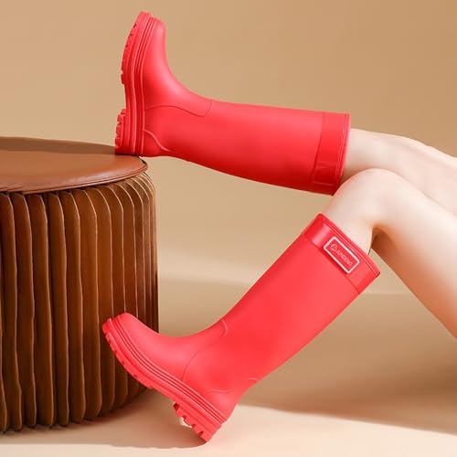 MODSGUE Damen Gummistiefel Wasserdichter Regenstiefel Gummi Stiefel Gartenschuhe Schlupfstiefel Rain Boots Regenschuhe Mode Glitzer Gummistiefeletten Einfarbig Bequem Arbeitsstiefel