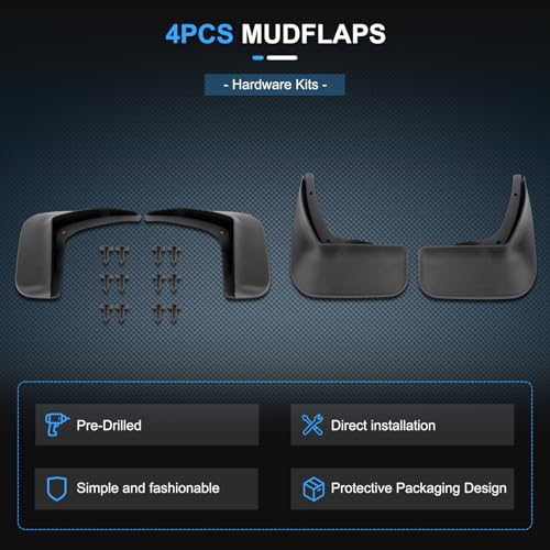 Image of ECCPP 4Pcs Front & Rear Mud Flaps Splash Guards Fit for Buick Lacrosse Sedan 2010-2016 (Second Generation) Mud Guards, Black