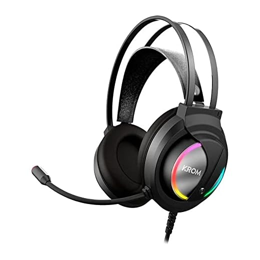 Cascos Gaming KROM KAPPA -NXKROMKAPPA - Auriculares con microfono, Sonido stereo RGB LED rainbow, Altavoces 50mm, Diadema Ajustable, Micro Flexible, USB, Compatible PC, Negro