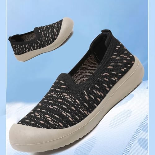 Women's Knit Slip-On Sneakers Ladies Low-top Casual Walking Shoes Cute Flying Woven Loafer Lightweight Breathable Mesh Fashion Sneakers3