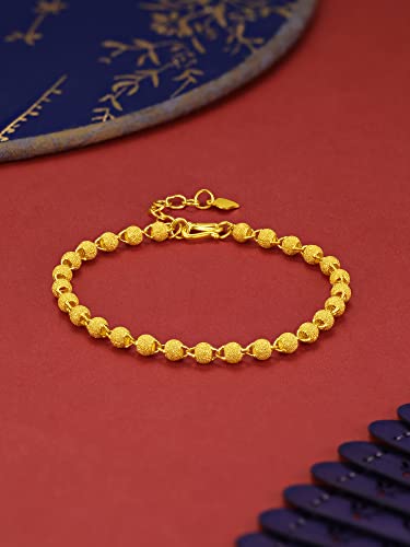 999 24K Solid Gold Bracelets for Women, Real Pure Gold Charm Gold Bead Gold Bracelet for Women Men Mom Girlfriend2