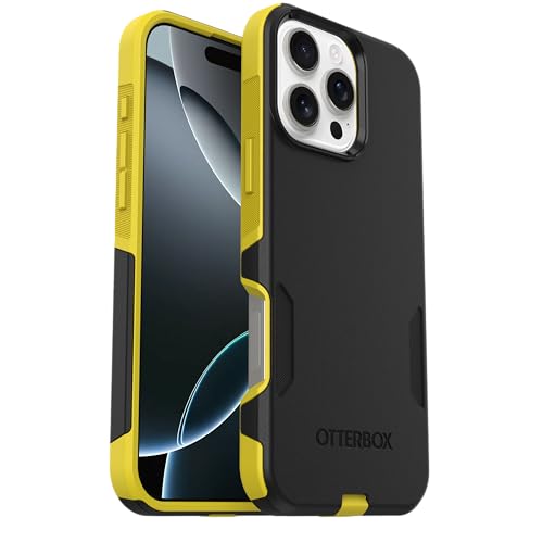 Image of OtterBox iPhone 16 Pro Max (Only) - Commuter Series MagSafe Case - Night (Black & Yellow) - Built-in Magnets - Slim & Tough - Pocket-Friendly - with Port Protection