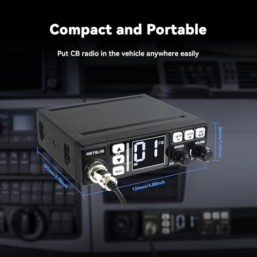Retevis MB3 AM/FM CB Radio Dual-Mode, Public Address (PA) Function, Automatic Noise Limiter, 40-Channel Fixed-Mount, Easy to Operate, Long Range CB with External Speaker Jack for Truckers Emergency - Image 6