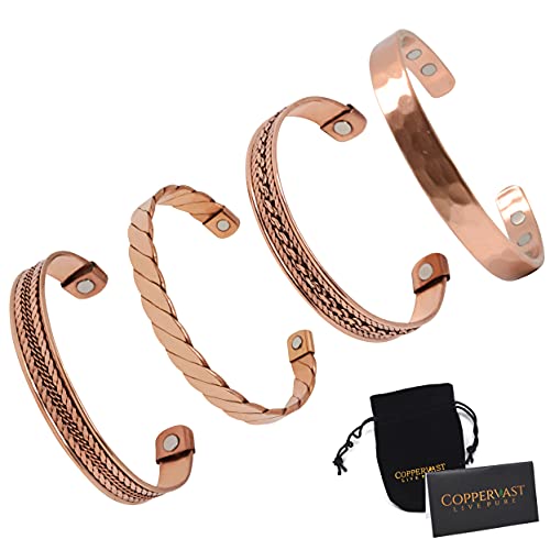 Copper Bracelets for Arthritis-Therapy Magnetic Bracelets for Men and Women with Powerful Magnets Effective and Natural Relief for Joint Pain and Arthritis (Bundle)