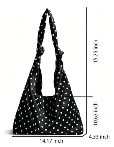 Bolso de tela con lunares para mujer, estilo tote y hobo miniatura 4