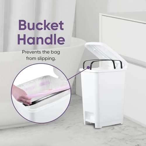 Image of Superio Slim Pedal Trash Can (16 Qt) (White)