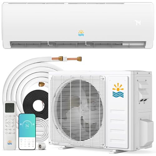 Image of Rellytech Mini Split AC Heating System, 12000 BTU 20 SEER2 110V /115V Heat Pump Ductless Air Conditioner, Pre-charged Inverter Split Unit with Wifi Control, Cools Up to 750 Sq.Ft, White