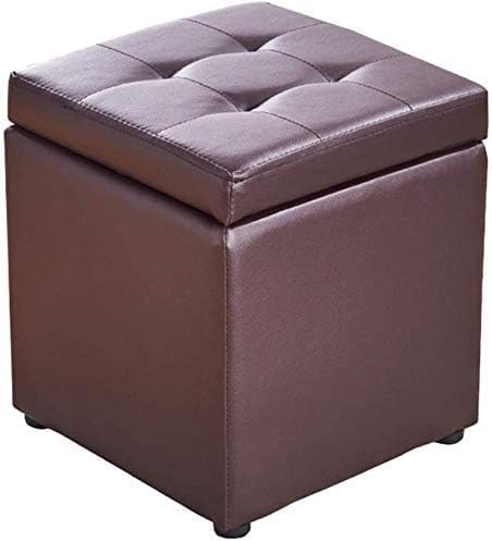 Banc à chaussures en similicuir marron avec coffre à charnière