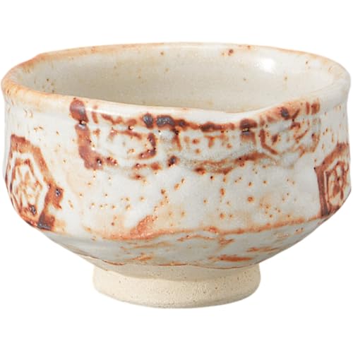 エールネット(Ale-net) 抹茶碗 13.5×H8.5cm 志野亀甲紋茶碗(木箱入) 茶道 茶道具 抹茶茶碗 陶器 美濃焼 日本製