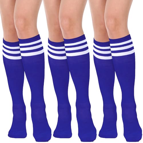 Image of DRESHOW 3 Pairs Cotton Knee High Socks for Women Solid Knit Knee Long Stocking Leg Warmer All Season Gift