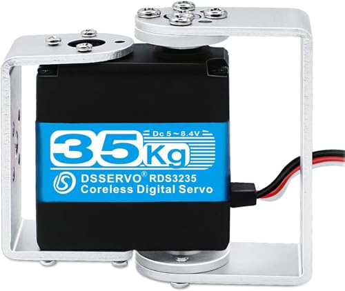 35KG Robot Servo Coreless 8.4V High Torque Steel Gear Digital Steering Servo for RC Vehicles, Robotic Arms, Humanoids, and More – with Mount Brackets (270° Rotation)