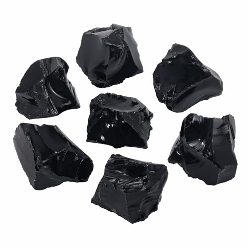 Nvzi Piedra de obsidiana negra cruda a granel, piedras preciosas y cristales reales, rocas y minerales, cristales curativos, cristales de cuarzo y piedras curativas, Cuarzos Originales De Energia Y