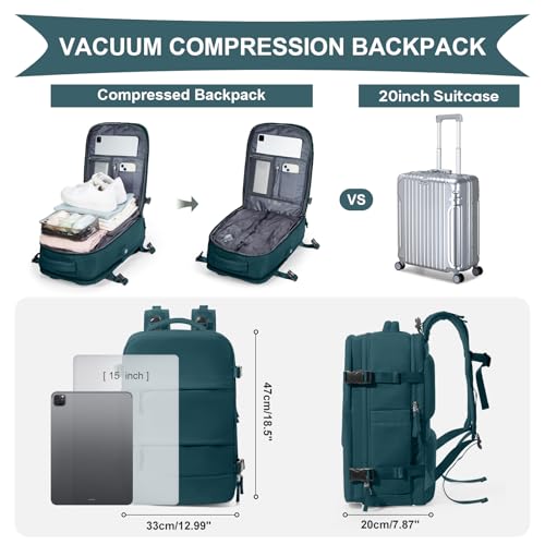 Image of coowoz Vacuum Backpack Travel with Pump,Travel Backpack with Vacuum System For Women Men,Carry On Backpack,Hiking Backpack Waterproof Outdoor Sports Rucksack Casual Daypack,30L(Vacuum pump)