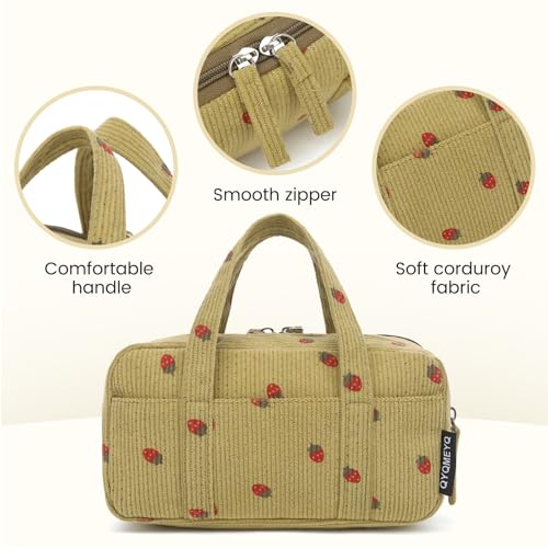 Image of Large Pencil Case Pouch, Extra Big Pencil Bags with Zipper, Cute Corduroy Pencil Pouch with 5 Compartments, Pen Bag Wide Opening, Pencil Pouch Organizer, Pencil Box for Teen Girls Adults