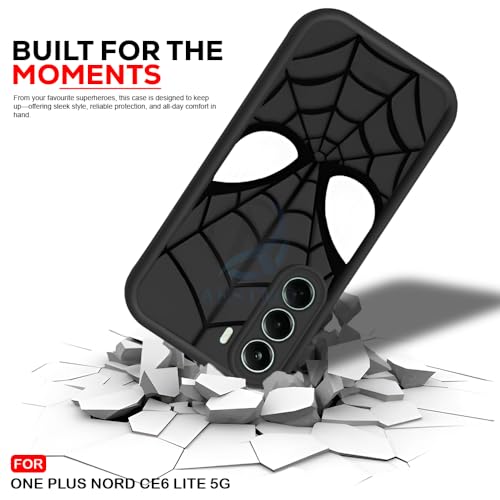Image of AESTMO Back Case Cover for OnePlus Nord CE 6 Lite 5G Cover | Spidey Face Mask Design | Silicone Case | Full Body Protection | Camera Protection Back Cover (Black)