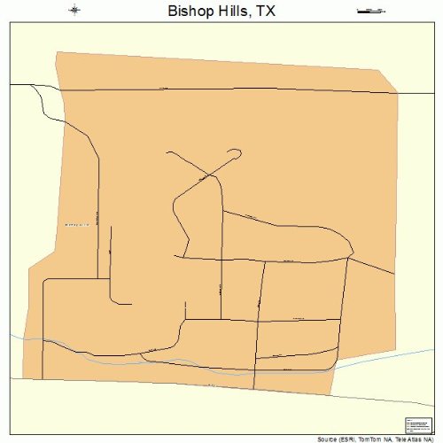 Large Street & Road Map of Hills, Texas TX Printed poster size