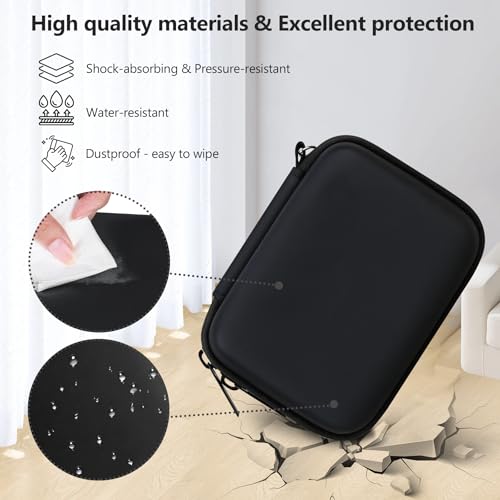 Image of Camera Case for Canon PowerShot ELPH 360 HS A, IXY 650 /ELPH 360 Camera Protective Case Storage Holder Travel Bag with Wrist Strap, Mesh Pocket for Battery Pack, USB Cable, Black