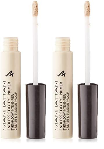 Manhattan Endless Stay Eye Primer – Wasserfeste Lidschatten-Grundierung für langanhaltendes Make-up ohne Verschmieren – Farbe Transparent 1 – 1 x 6ml (Packung mit 2)