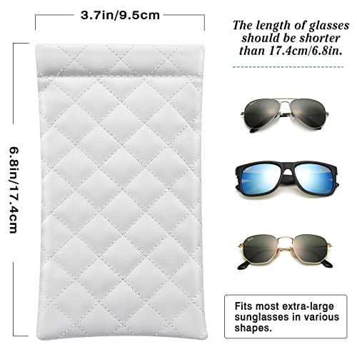 Moko Squeeze Top Sunglasses Pouch, 2Pcs Soft Eyeglasses Pouch Portable Sunglass Organizer Bag Protective Sunglasses Case For Women Men, White + Blue #TOP4