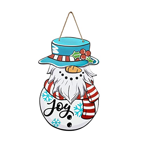 Deroro Snowman Gnome Sign For Christmas Front Door Decor, Winter Joy Wood Door Hanger For Outdoor Outside Porch, Snowflake Wooden Wreath Indoor Wall Hanging Decoration #TOP8