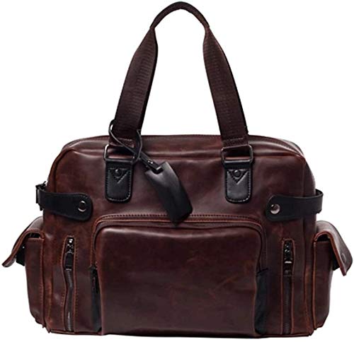 Briefcases For Men Leather Large Pocket Briefcase, Retro Men's Bag, Casual Shoulder Bag, Sports Travel Large Capacity Bag Perfect for Work, go out, travel。-image-41