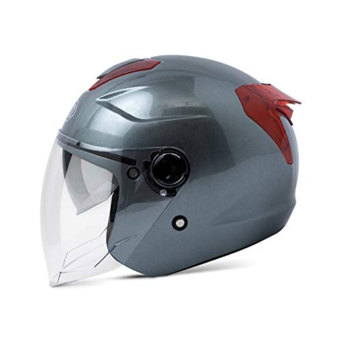 BOSEMAN Casco de Motocicleta con Visera, Adecuado para ciclomotores, Scooters, cruceros, Pase la Prueba de colisión para Cumplir con la Seguridad Vial（Gris）