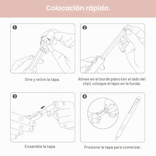 Funda para Apple Pencil Pro con clip resistente y punta retráctil anticaídas 3