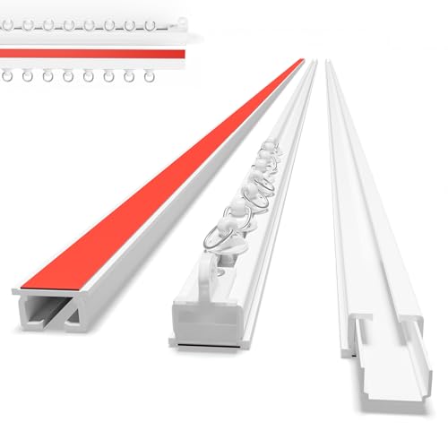 Self Adhesive Curtain Track No Drill Ceiling Curtain Track Peel and Stick Curtain Rail Renter Friendly for Bedroom Bathroom Living Room (5.45FT/ 1.66M)