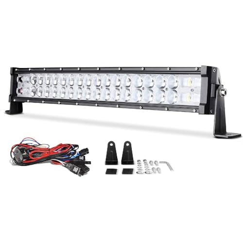 Image of DWVO 22 Inch LED Light Bar Dual-Row Curved w /10ft Wiring Harness