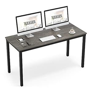 Teraves Computer Desk/Dining Table Office Desk Sturdy Writing Workstation for Home Office (47.24”, Black Oak)