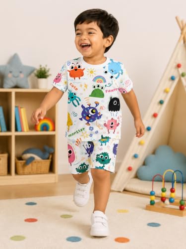 Image of THIIYA KIDS Boys Cotton Co-Ord Set | Printed T-Shirt & Shorts | Soft Comfortable Summer Wear for Kids