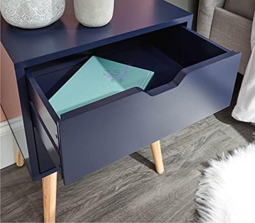 Image of Night Stand,End Table for Bed Nightstand with Drawers, Side Table with Storage, Solid Wood Table Legs,A Shaped Suitable for Small Spaces, Living Room, Bedroom, White (Black)