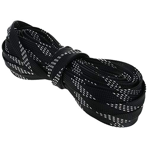Heyiarbeit Cabo trançado expansível PET de 10 m, manga flexível, preto, prata, 10 mm